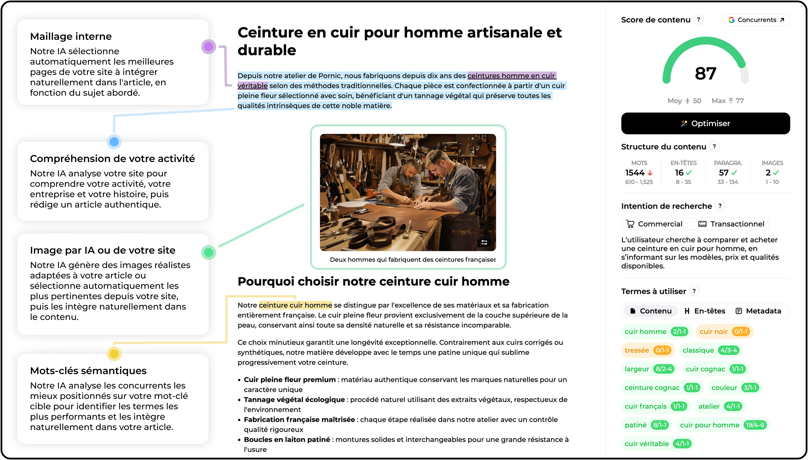 Générez du contenu optimisé pour le SEO et riche en informations utiles grâce à l'IA