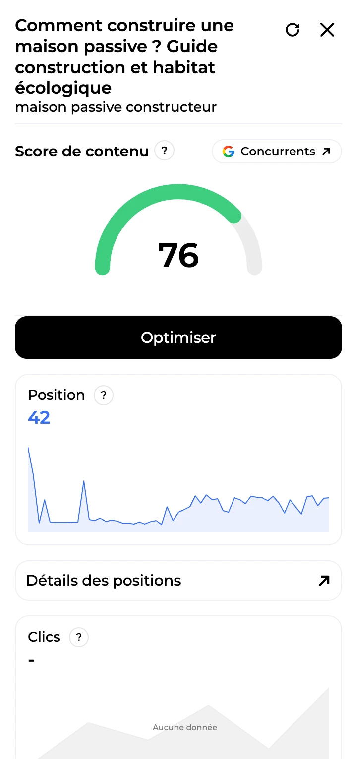 Screenshot of the content score