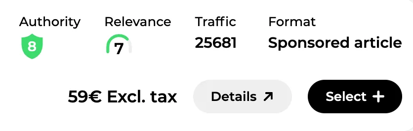 Authority, relevance, traffic and price of a backlink before selection
