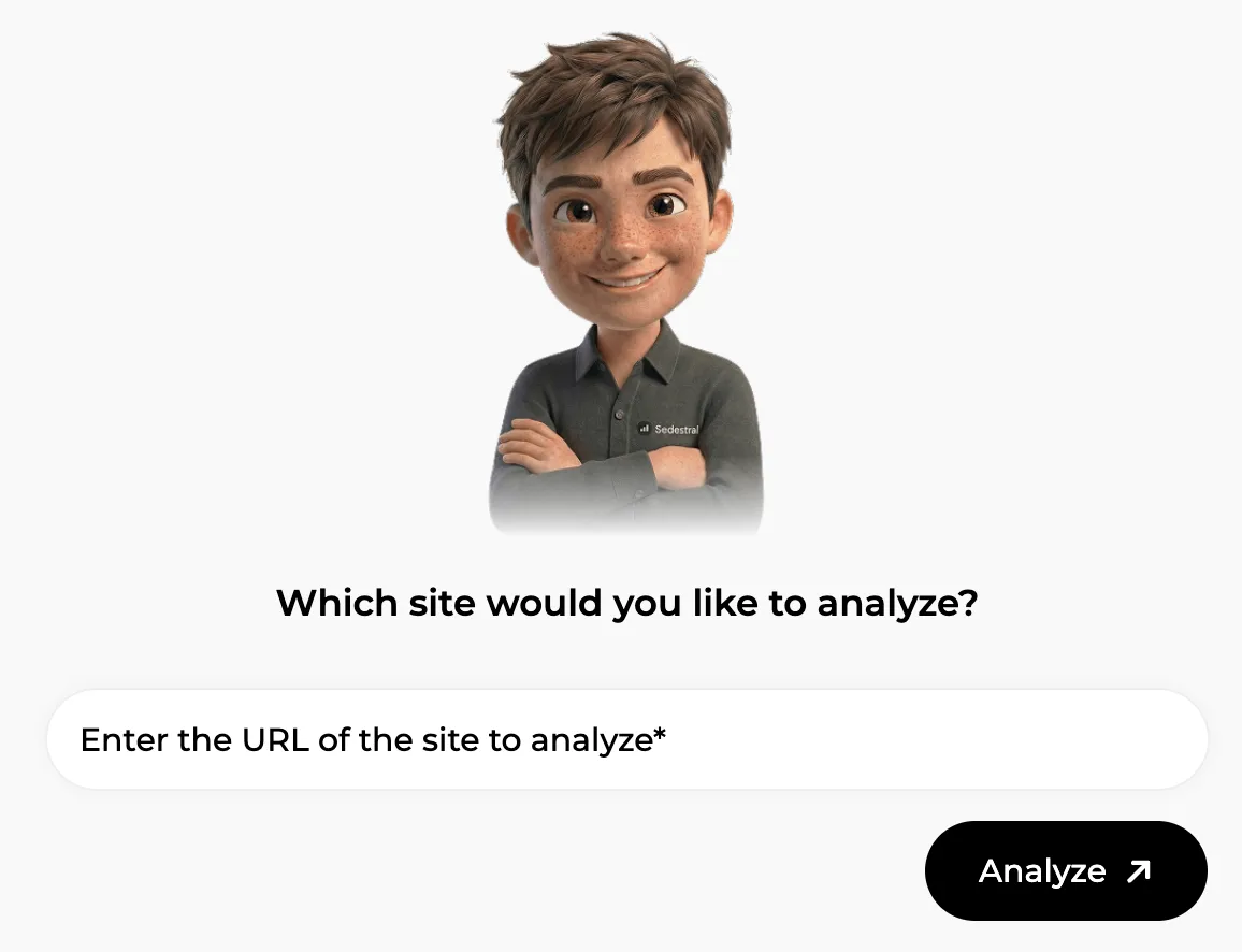 Marc vraagt om de URL van de te analyseren website
