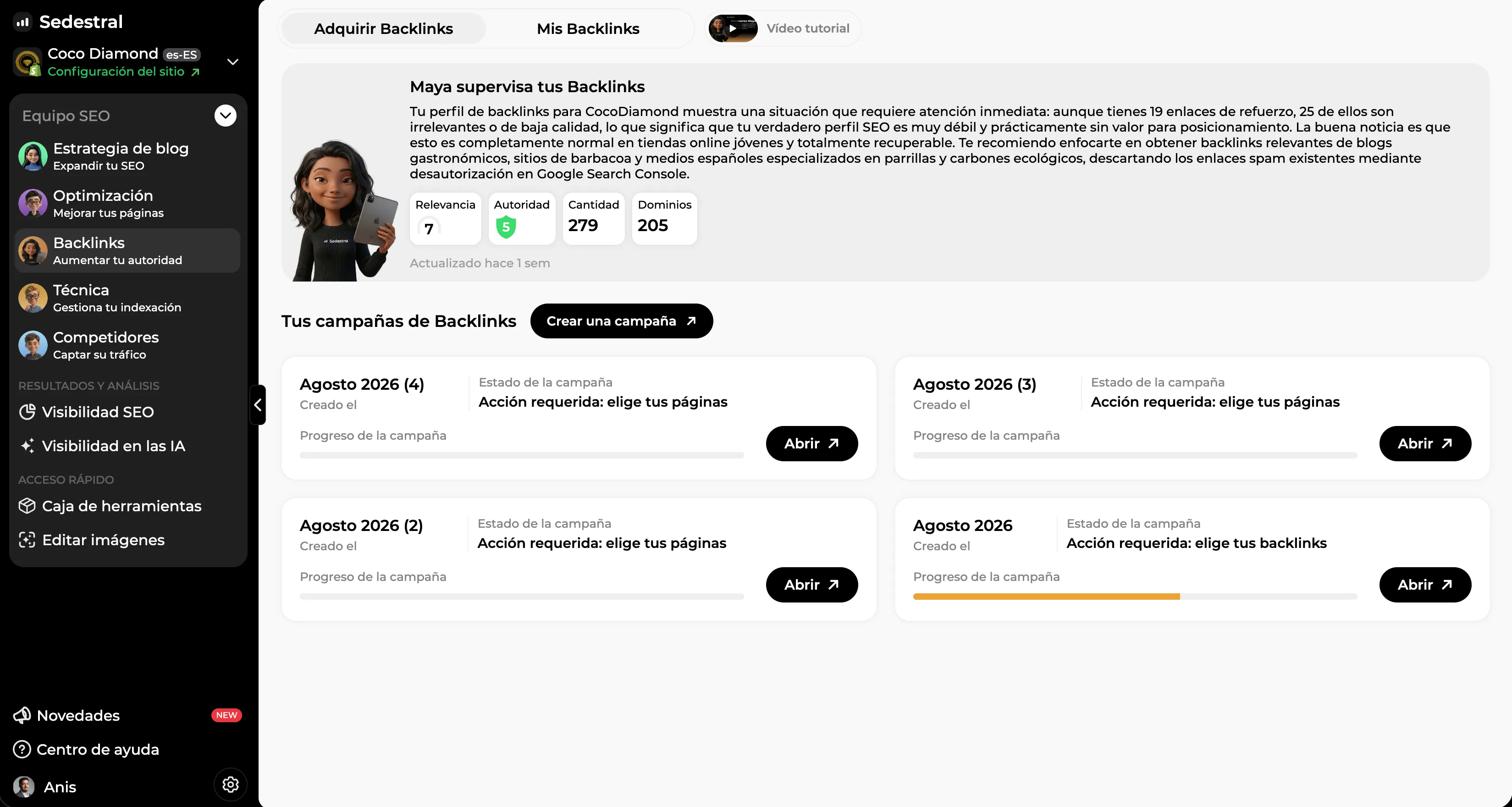 Campañas de adquisición de backlinks en curso