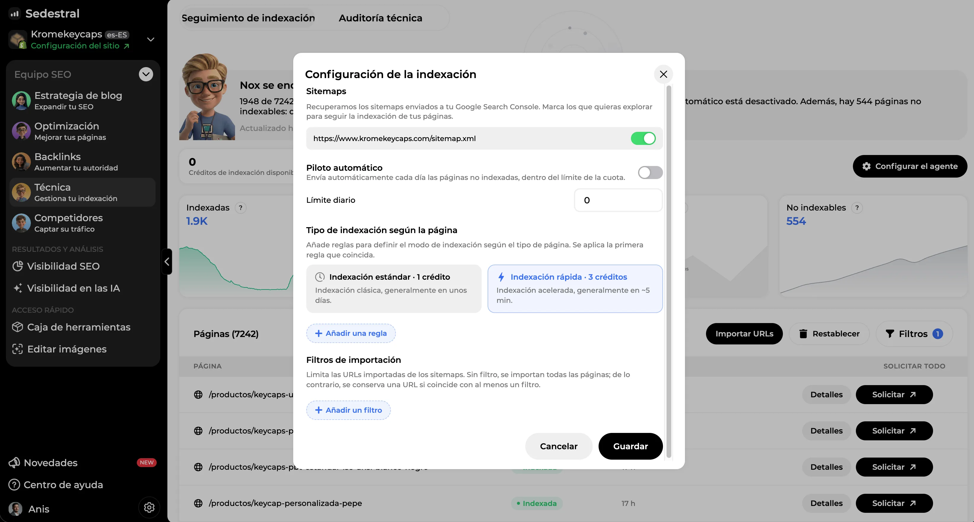 Piloto automático de la indexación