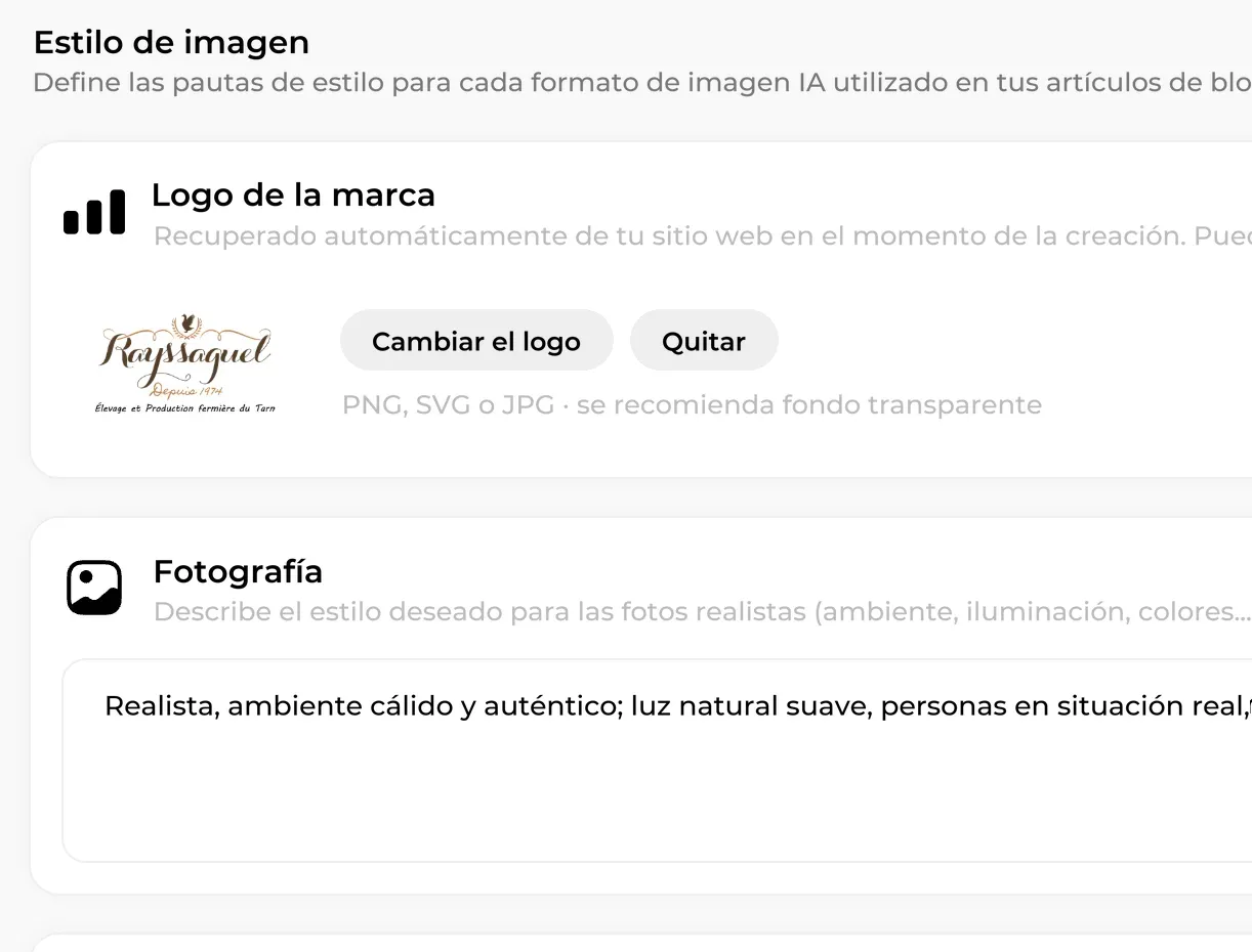 Indicaciones de estilo de imagen y logotipo de la marca