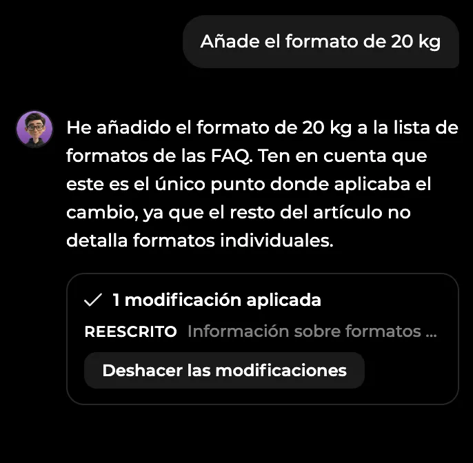 Rémi aplica una corrección solicitada en el chat de la página