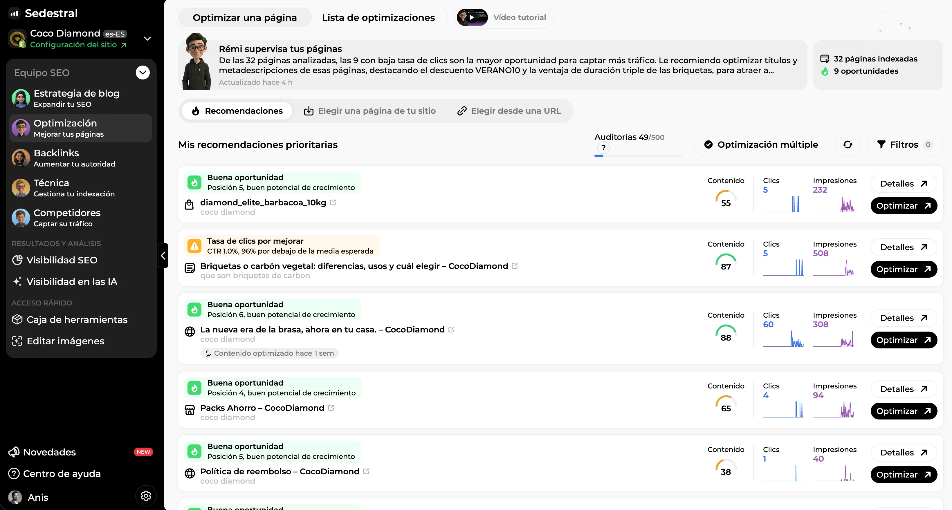 Vista previa de Rémi, Agente de Optimizaciones