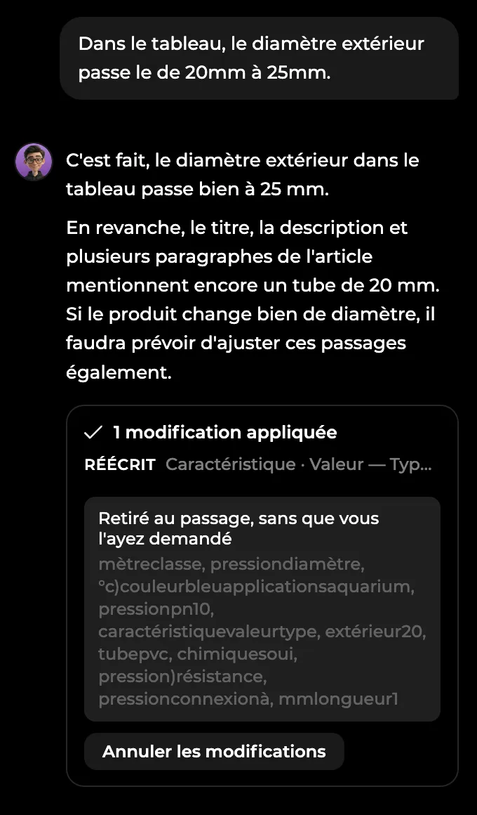 Rémi applique une correction demandée dans le chat de la page