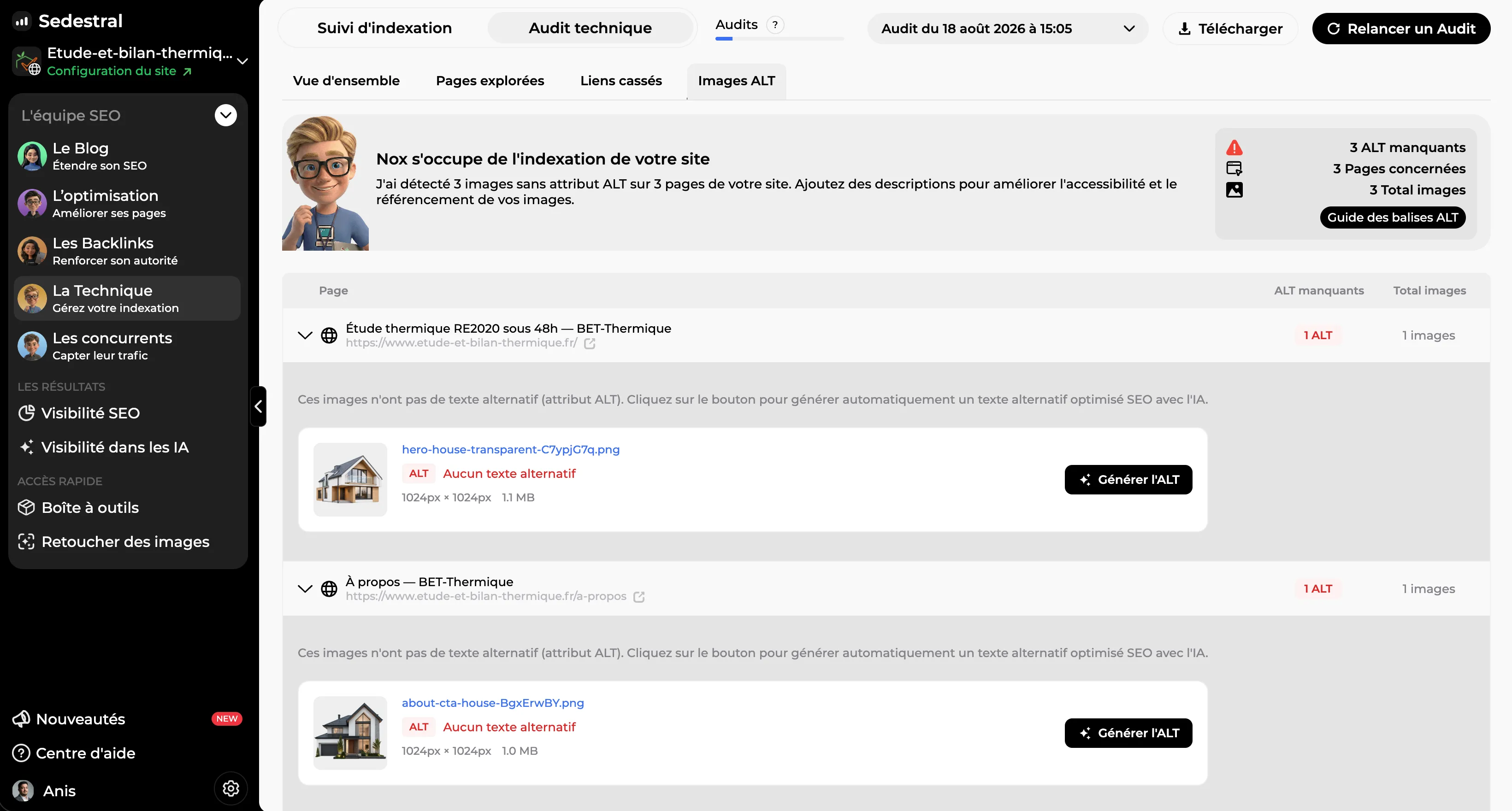 Détail d'un problème technique et de son guide de correction