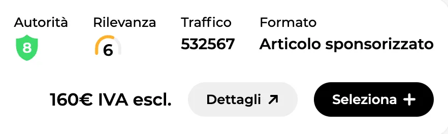 Autorità, pertinenza, traffico e prezzo di un backlink prima della selezione