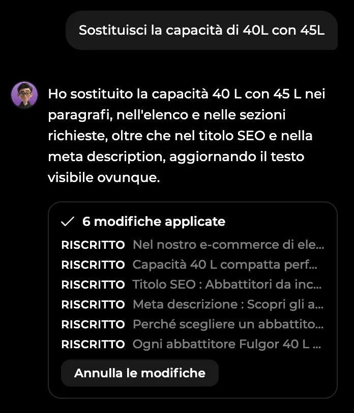 Rémi applica una correzione richiesta nella chat della pagina